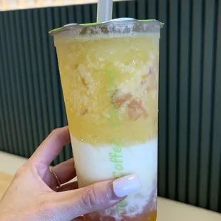 Coconut mango pomelo -- 5 out of 5 stars! Comes with crystal boba