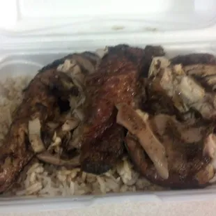 chicken and rice in a container