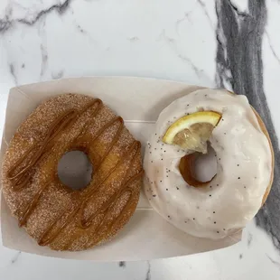 a glazed donut and a glazed donut