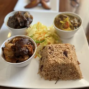 Kingston Trio: oxtail, curry mutton, on chicken stew.