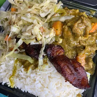 Curry goat &amp; white rice