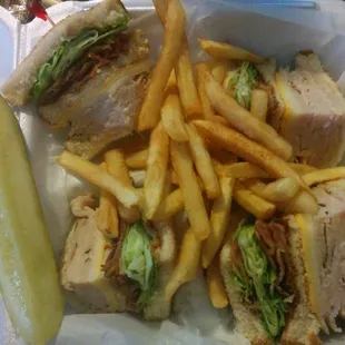 Turkey club (no tomato) they don't skimp on meat or bacon and its crisp and tasty.