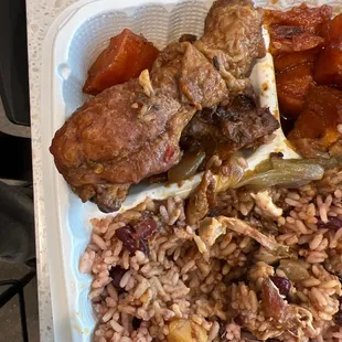 a styrofoam meal in a styrofoam container