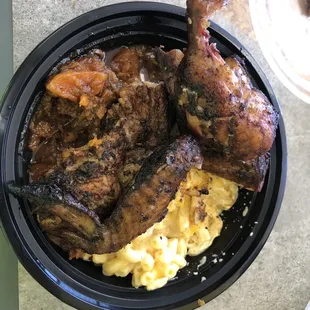 Jerk Chicken Lunch Special  With Mac and Cheese / Candy Yams  Third time back and the jerk chicken is