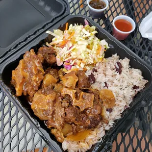 Oxtail with Dill Slaw and Beans and Rice