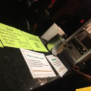 menus on a counter