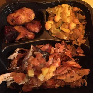 Jerk chicken with veg stew &amp; plantains