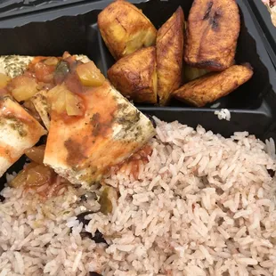 a meal in a styrofoam container
