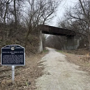 The trail passes under the 1894 Rock Island Wreck Site.