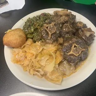Super-tender OxTail w delish cabbage &amp; greens