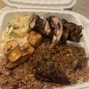 Large jerk chicken meal