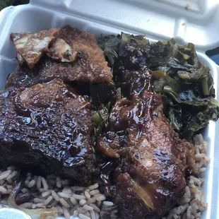 Bbq chicken, Collard Greens, Rice and Beans