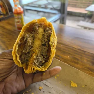 Inside view of the beef patty