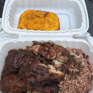 Jerk Chicken and Spicy beer patty