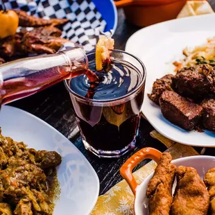 a table full of food