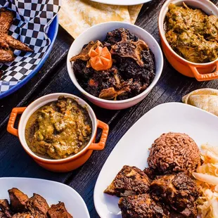 various dishes of food