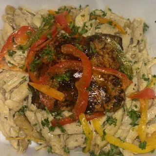 Jerk Salmon Rasta Pasta