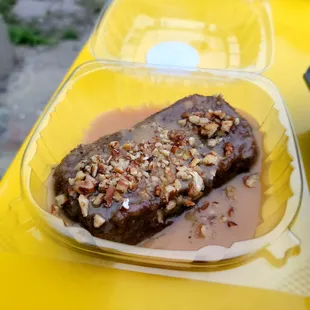 a piece of food in a plastic container