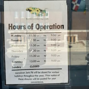 Not open Sundays.
