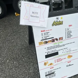 a menu and a food truck