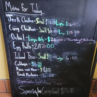 Menu as of 10/17/2022