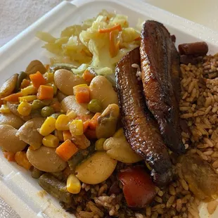 Steam Veggies stew with Rice and Beans cabbage