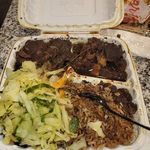 oxtails decent  very tiny in a small takeout container. cabbage bland