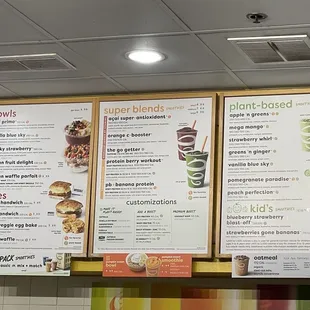 menus on a wall in a fast food restaurant