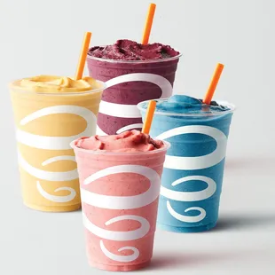 a variety of smoothie drinks