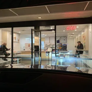 How we left that night door wide open, open sign on.