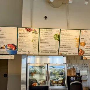 menus on the wall of a restaurant