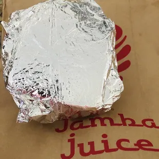 Sandwich comes wrapped in foil. It's a mini snack