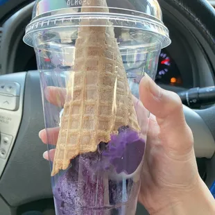 Perfect for to-go . Sweet Ube ice cream.