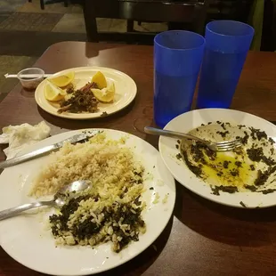 two plates of food on a table