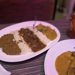 two plates of food on a table