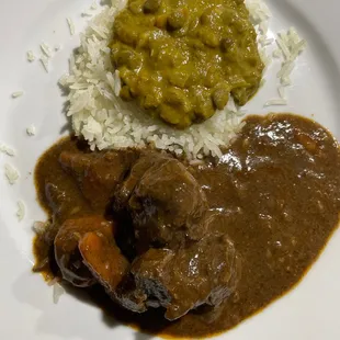 Goat stew and lentil curry.