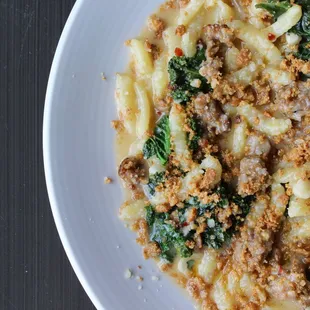 Ricotta Cavatelli with fennel sausage, kale, and toasted breadcrumb
