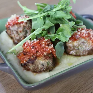 Meatballs with potato puree.