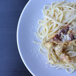 Spaghetti al limon with Maryland softshell crab