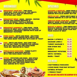 Breakfast menu