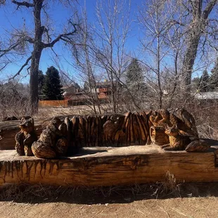 Wood carved bench