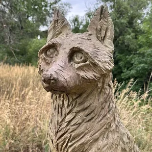 Visiting the fun art of Chainsaw Mama on a cool day.