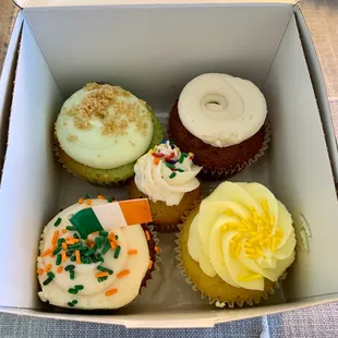 Carrot, lemon, The Salty Banana, Key Lime West (Available Mar. 1 - Mar. 31), and the mini is Funfetti (Available Mar. 1 - Mar. 31)