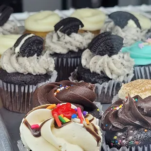 a variety of cupcakes