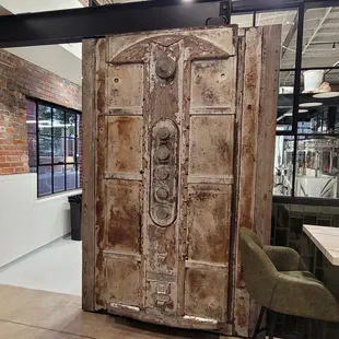 Repurposed door from the garage days.