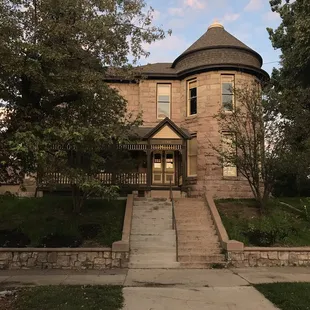 Sunset in the front door window.