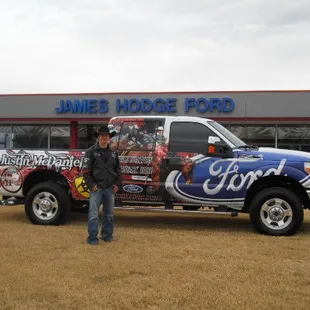 Justin McDaniel at James Hodge Ford picking up his new 2011 Ford F-250.
