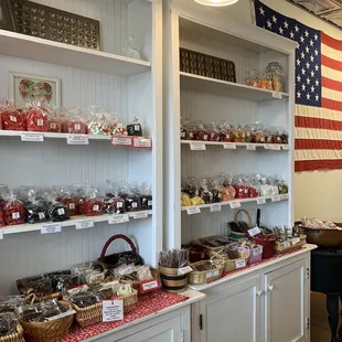 Cabinets of candy and chocolate