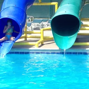 3 waterslides, lanes for laps, and a deep water diving area