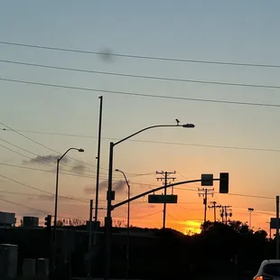 the setting of a sunset